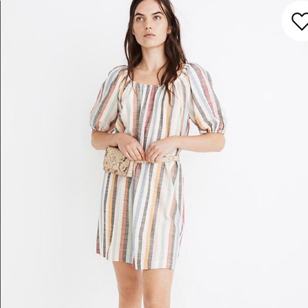 Madewell Puff-Sleeve Trapeze Mini Dress
